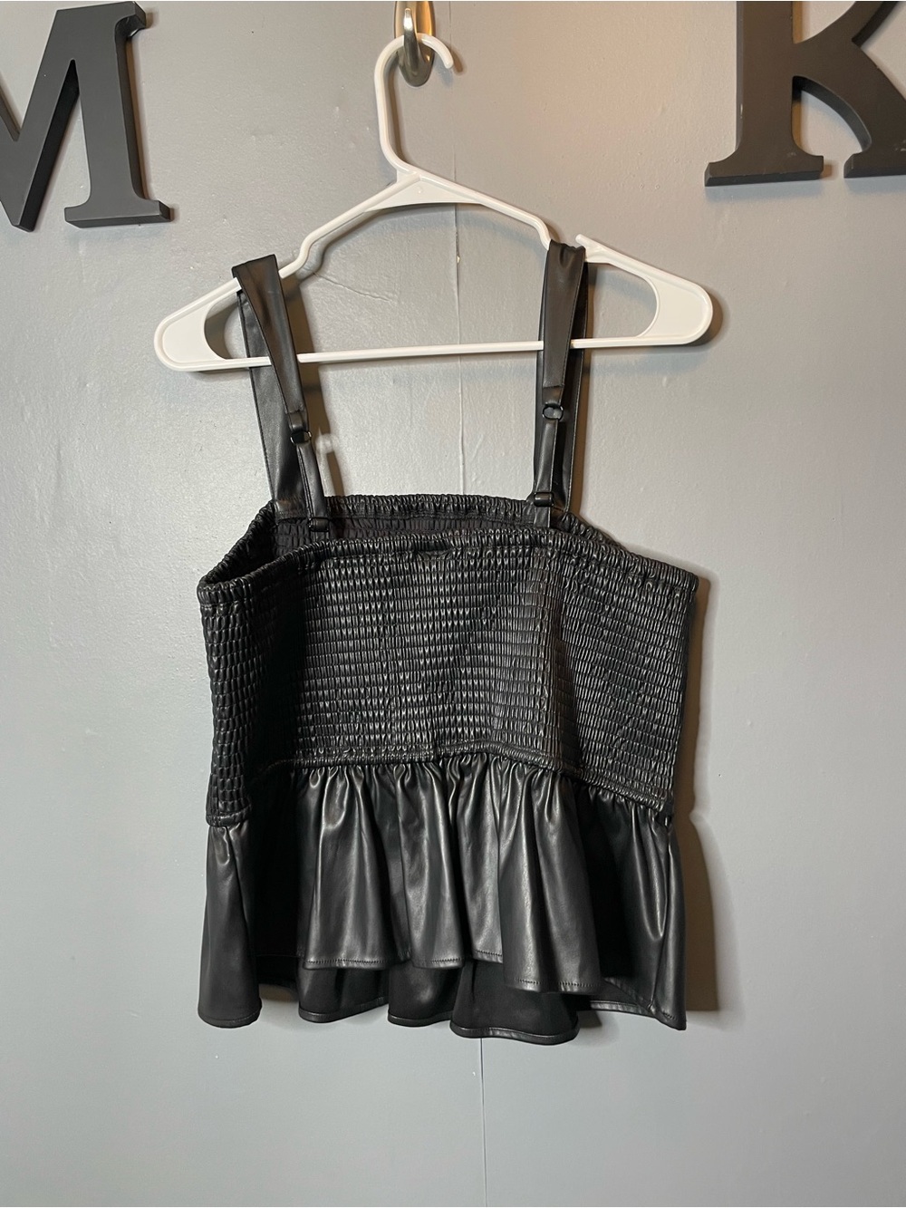 torrid Black Faux Leather Smocked Peplum Camisole Tank Top size XL new - Picture 6 of 11